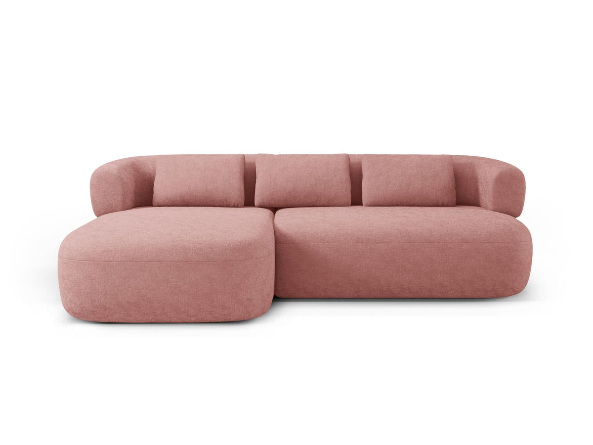 Jenny — Corner Sofa Pink (Perfect Harmony 63) Black Plastic Left