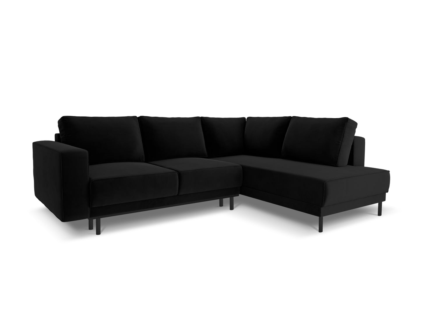 Caro — Corner Sofa Black (Bluvel 19) Black Beech Wood Right