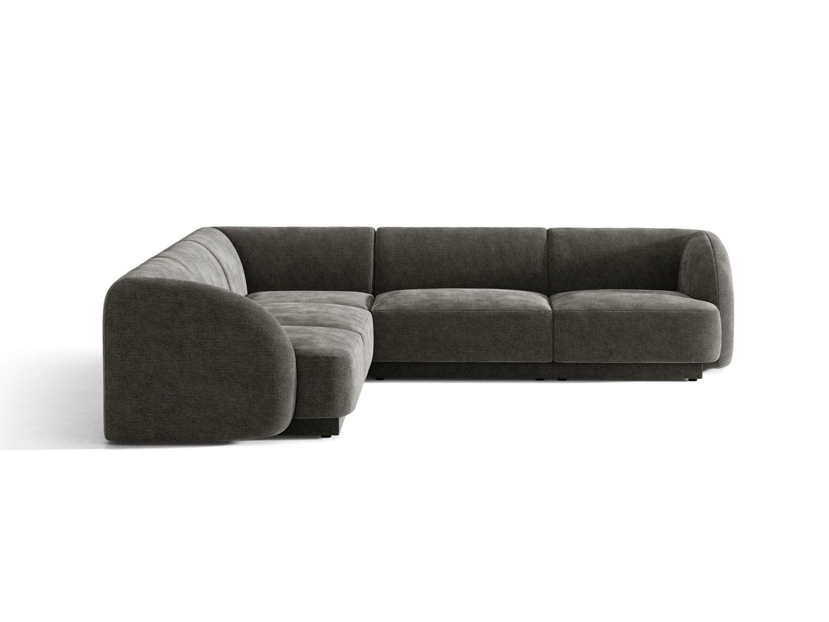 Miley — Corner Sofa Grey (Haga 16) Black Plastic