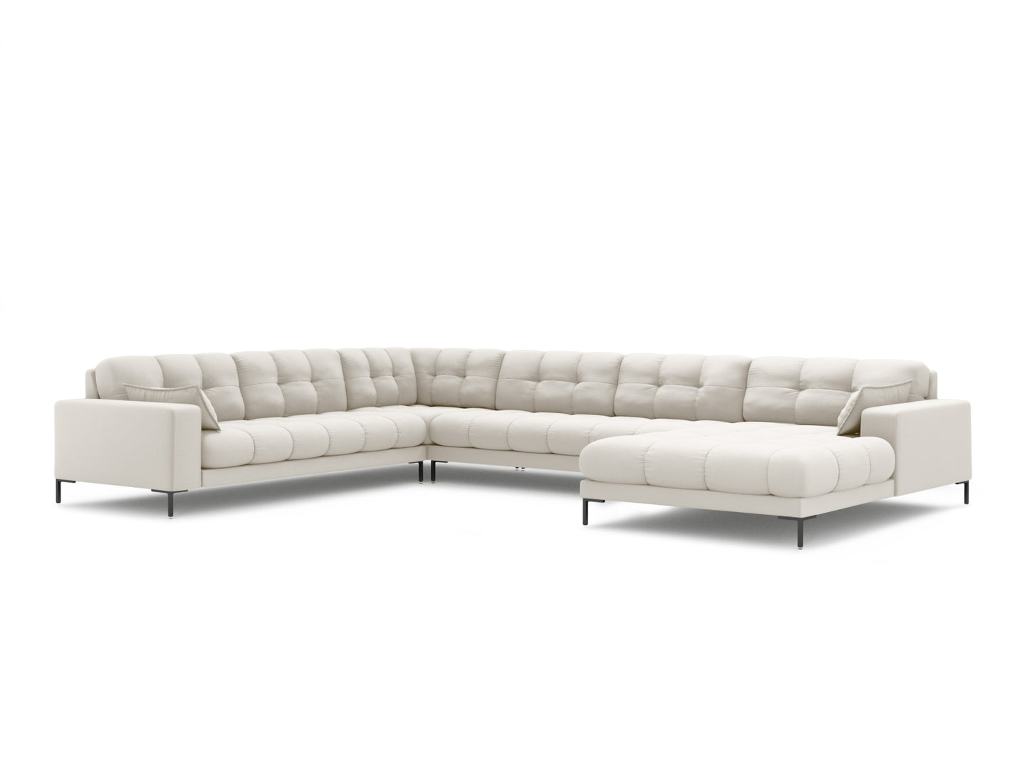Mamaia — Panoramic Sofa Light Beige (Neve 02) Black Metal Left