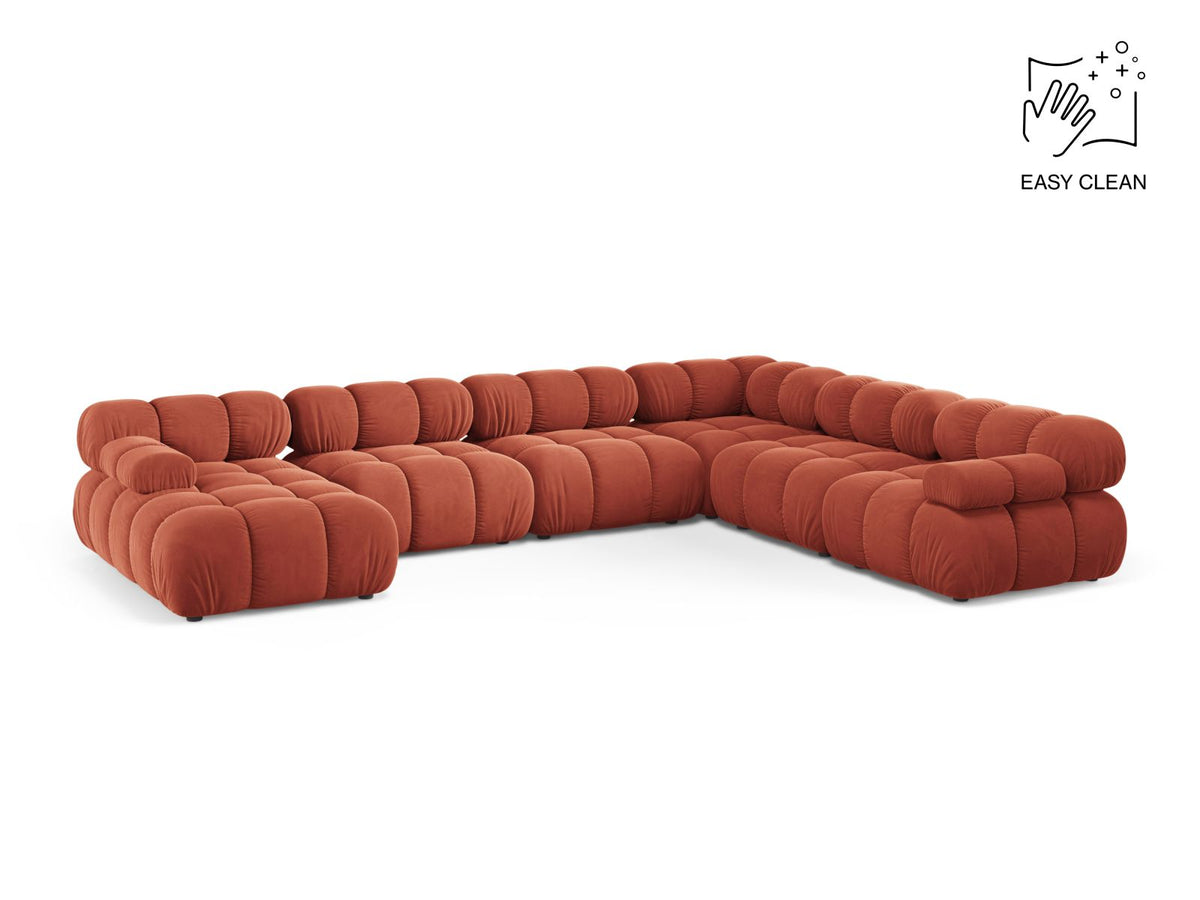 Bellis — Panoramic Sofa Coral (Venus 2933) Black Plastic Right