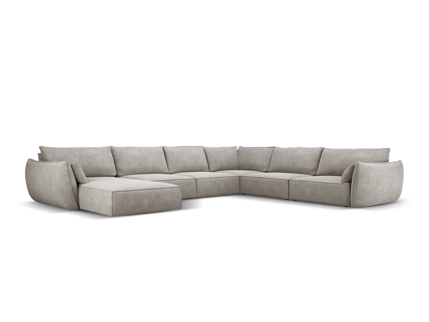 Kaelle — Panoramic Sofa Light Grey (Over The Horizon 85) Black Plastic Right