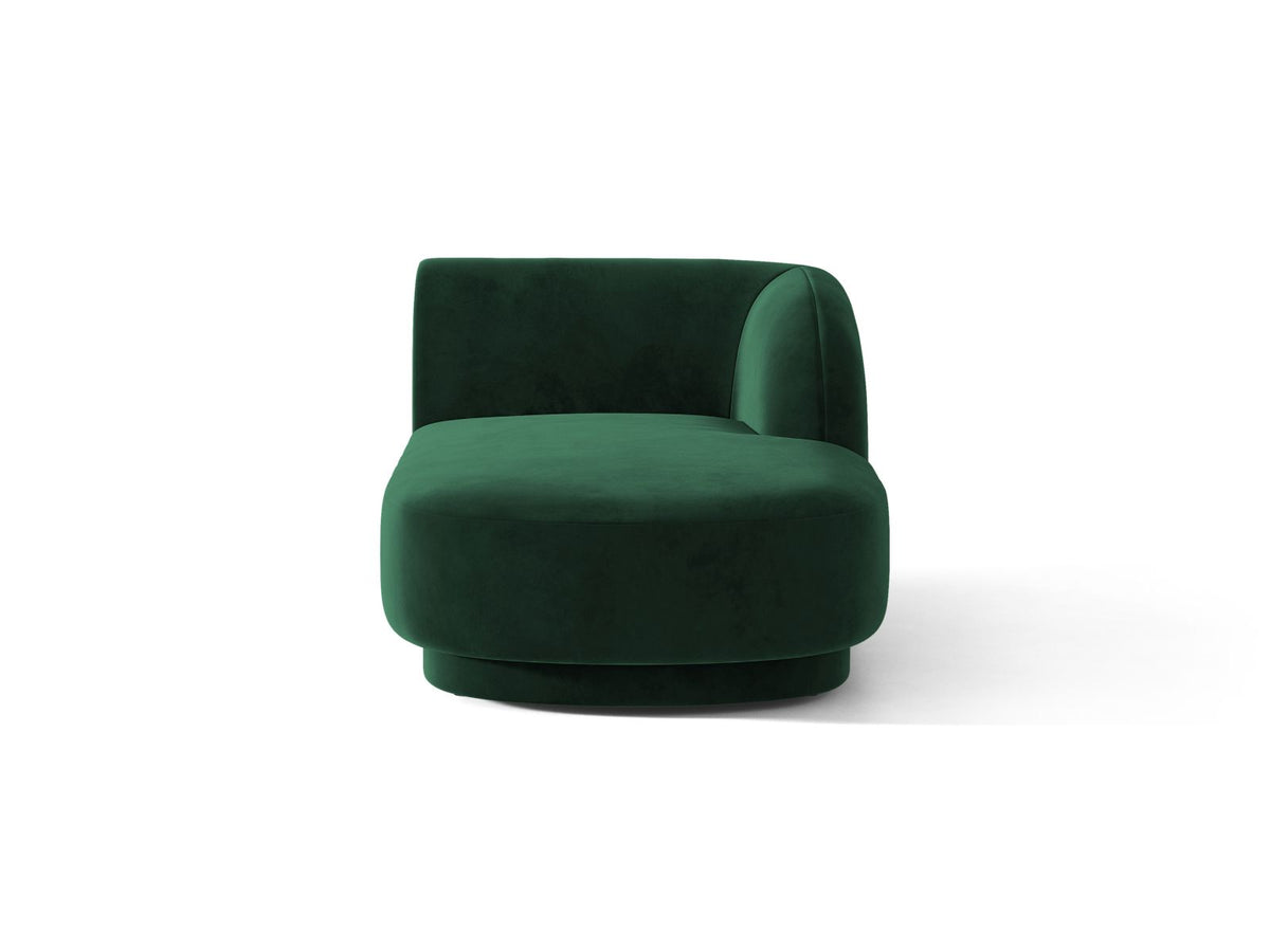Miley — Chaise Longue Bottle Green (Bluvel 78) Black Plastic Right