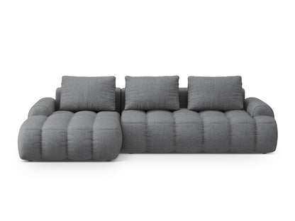 Linz — Corner Sofa Grey (Sorella 89) Black Plastic Left