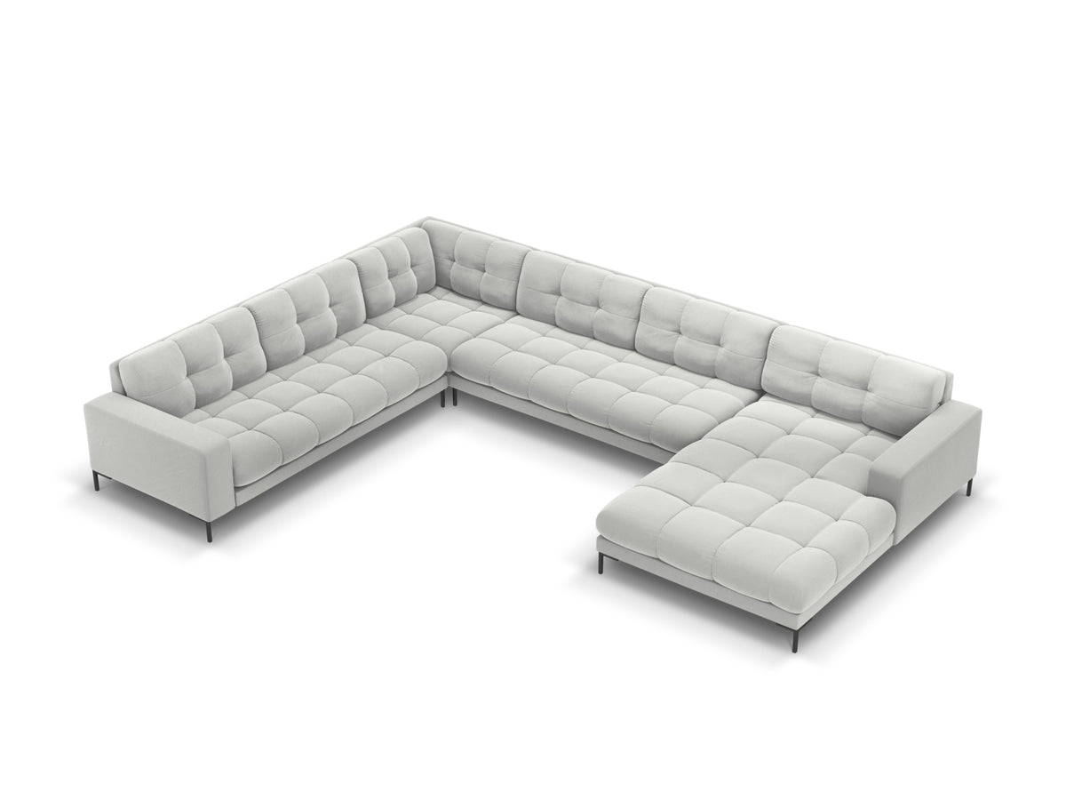 Mamaia — Panoramic Sofa Silver (Bluvel 03) Black Metal Left