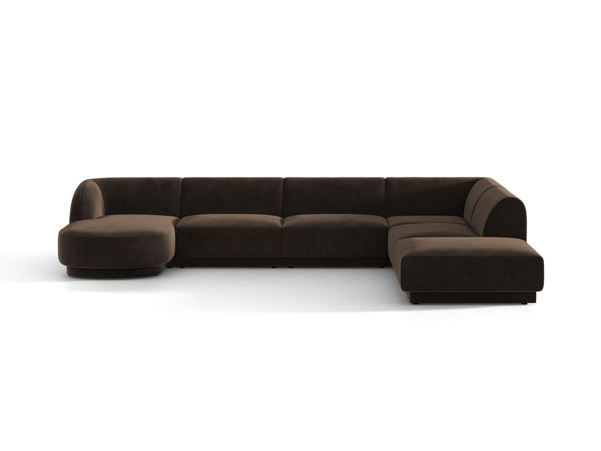 Miley — Panoramic Sofa Dark Brown (Bluvel 48) Black Plastic Right