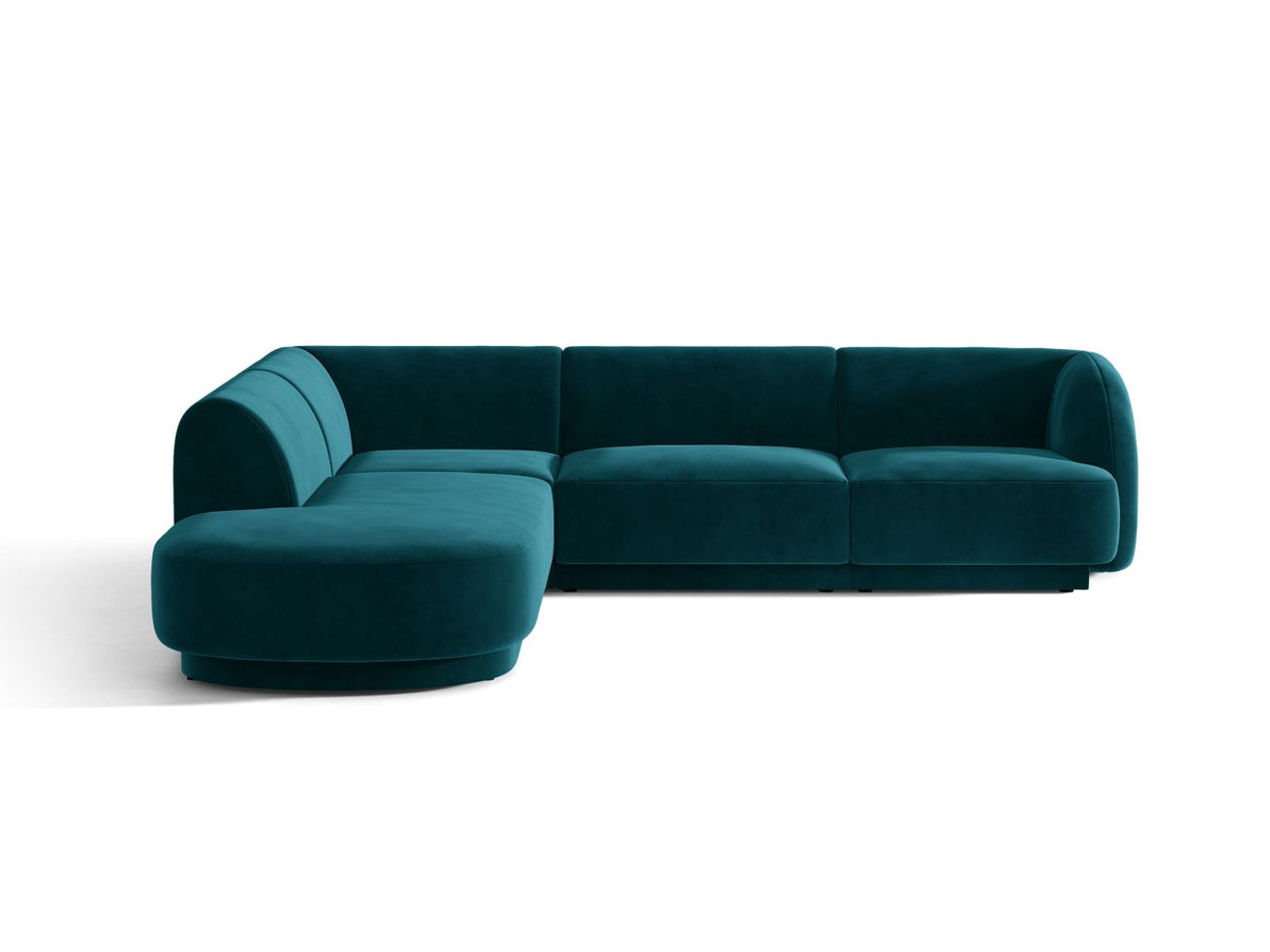 Miley — Corner Sofa Deep Petrol (Venus 2911) Black Plastic Left