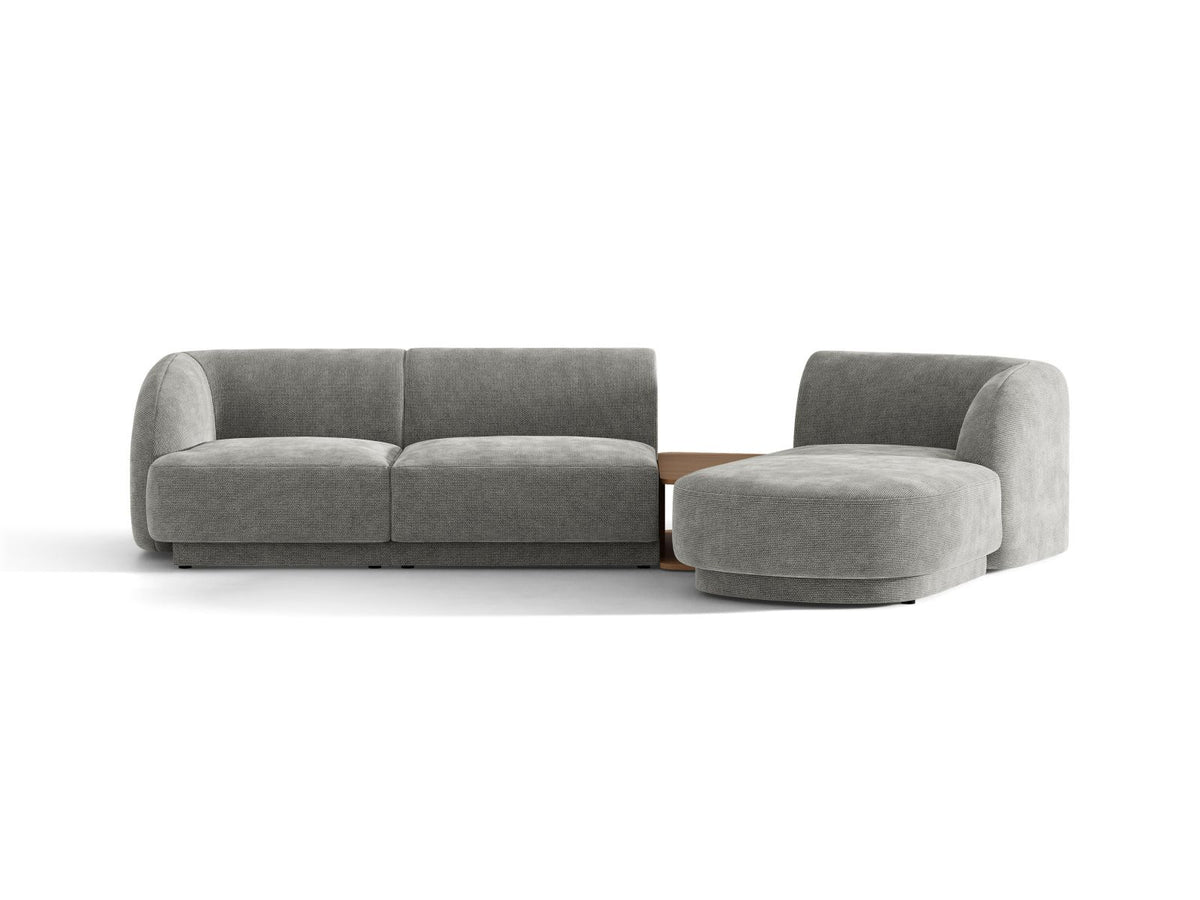 Miley — Sofa Light Grey (Eden 18 Grey) Black Plastic Right