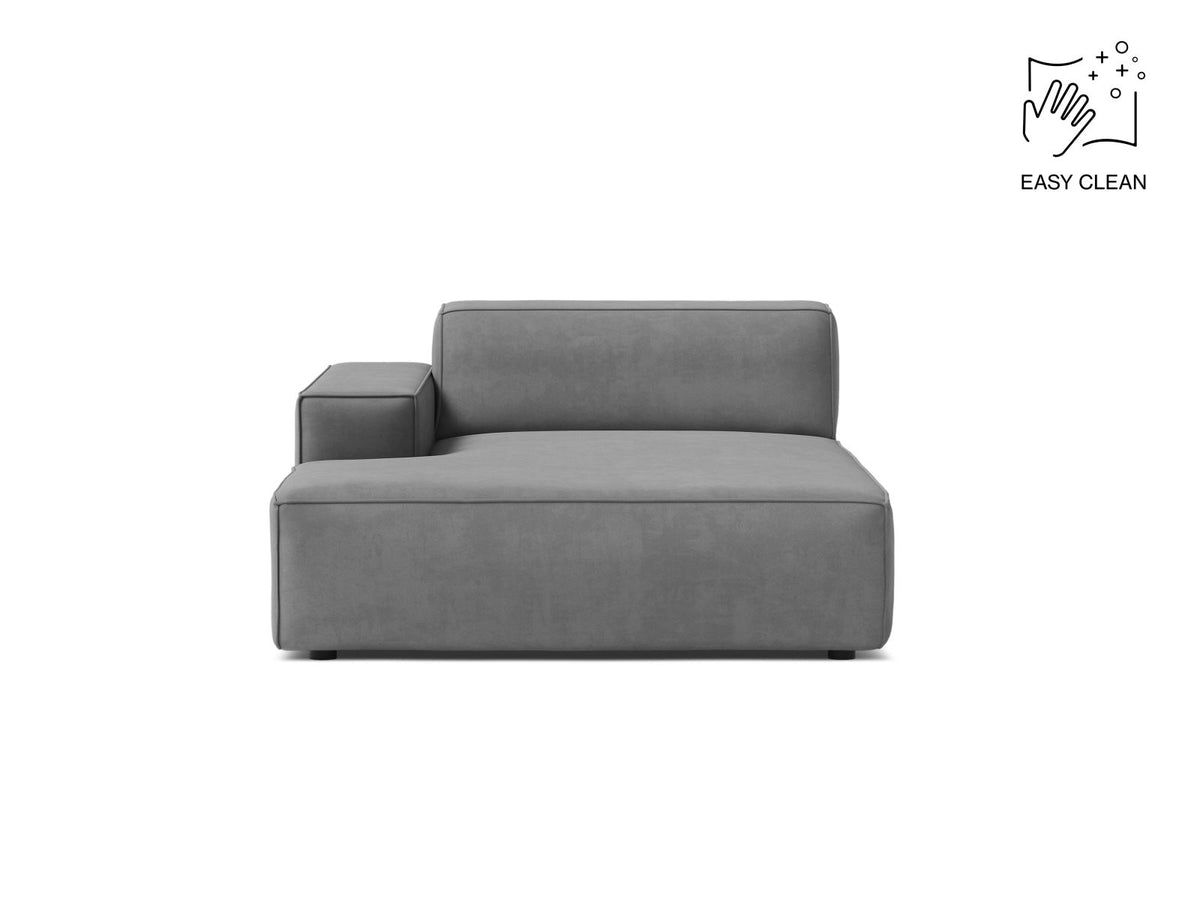Jodie — Chaise Longue Light Grey (Venus 2929) Black Plastic Left