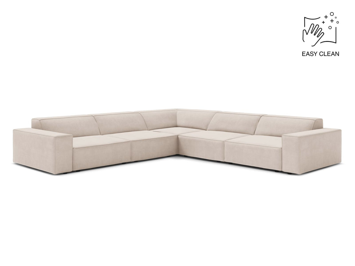 Jodie — Corner Sofa Light Beige (Venus 2927) Black Plastic