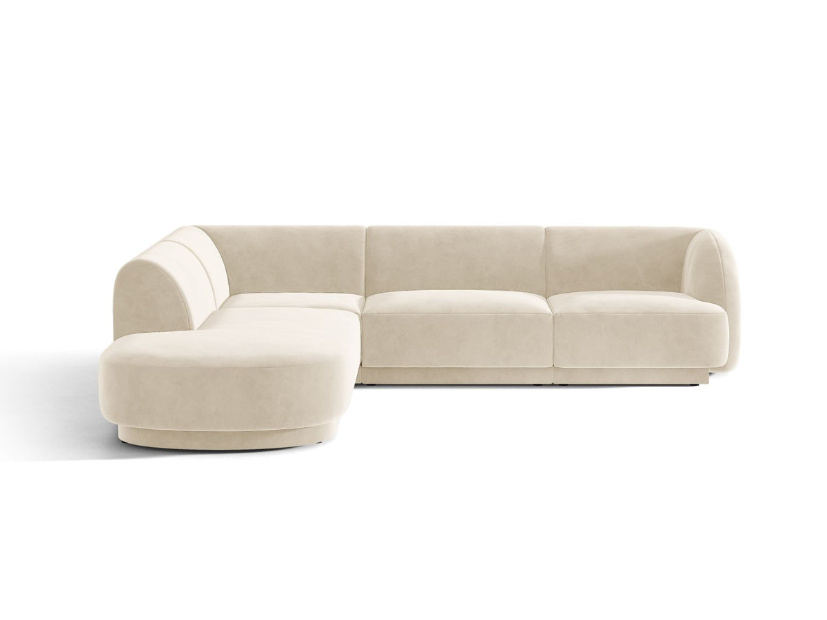 Miley — Corner Sofa Light Beige (Venus 2927) Black Plastic Left