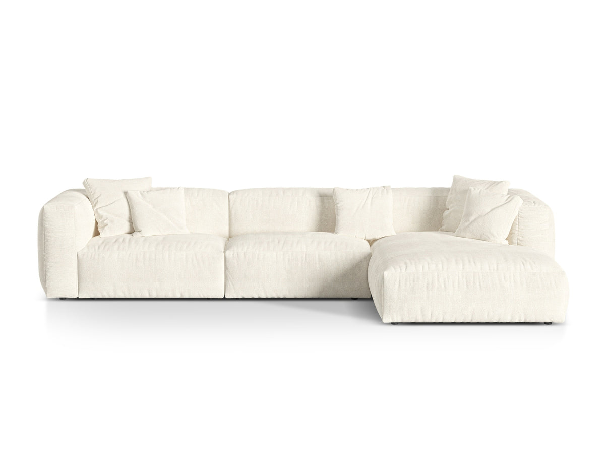 Martina — Corner Sofa Ivory (Monet Nata) Black Plastic Right