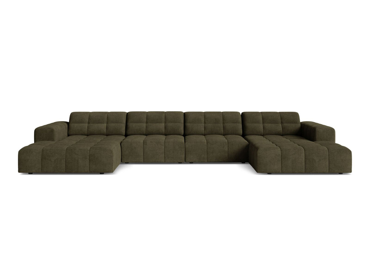 Jennifer — Panoramic Sofa Green (Eden 12 Olive) Black Plastic