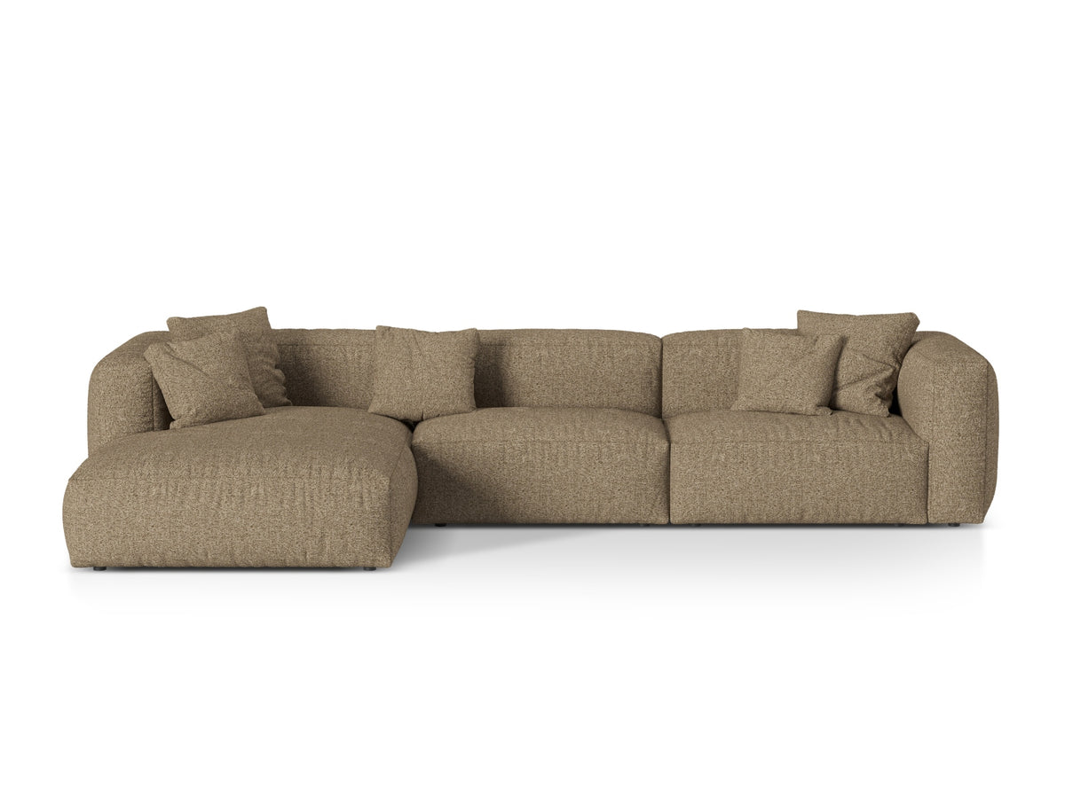 Martina — Corner Sofa Cappuccino (Monet Cappucino) Black Plastic Left
