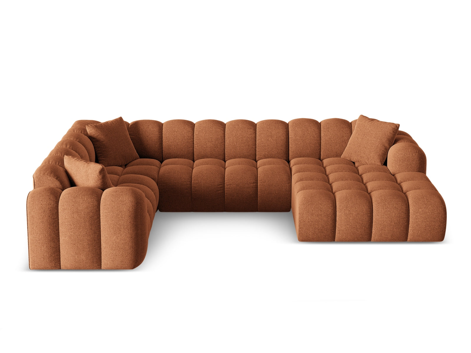 Treno — Panoramic Corner Sofa Brick (Eden 10 Terra) Must plastik vasak