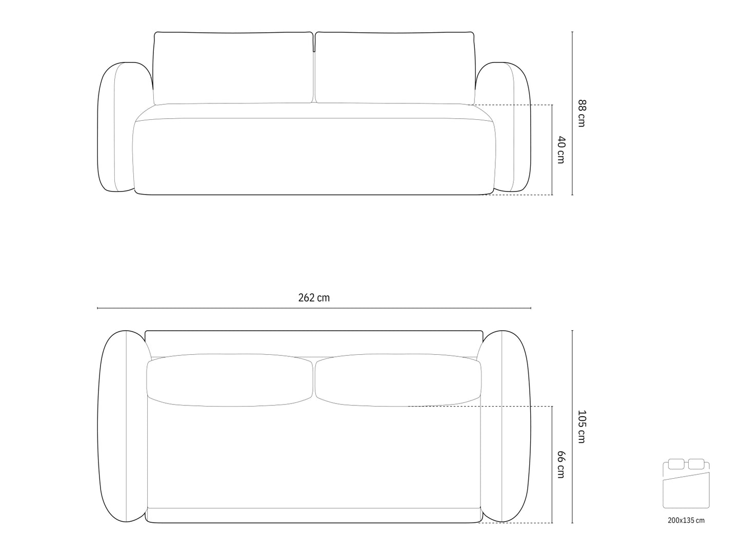 Tonale — Sofa (262x105x88 cm)
