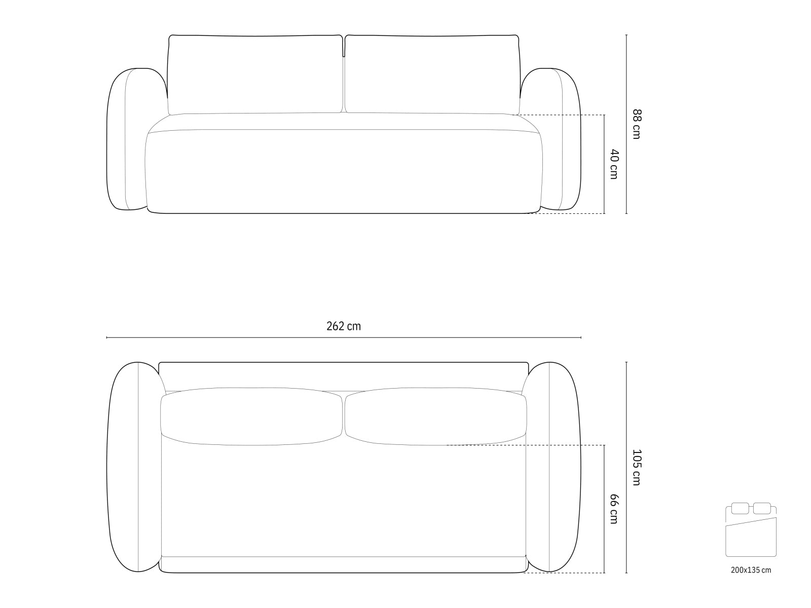 Tonale — Sofa (262x105x88 cm)