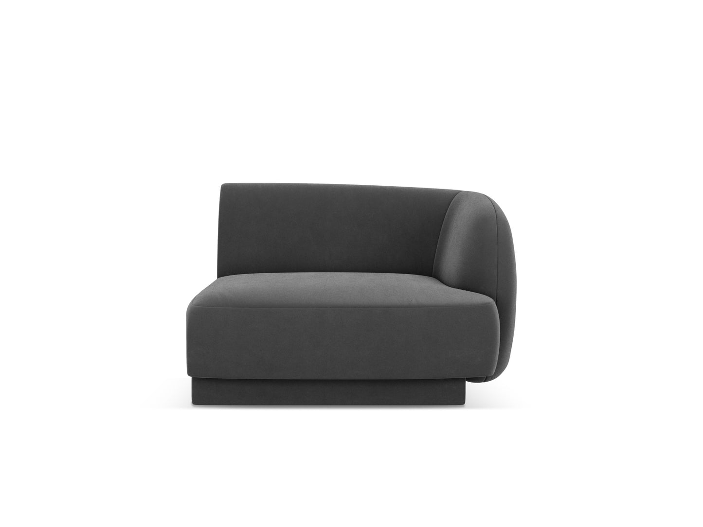 Miley — Modular Sofa Grey (Bluvel 14) Black Plastic Right