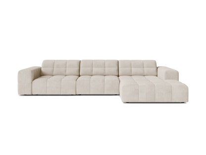 Jennifer — Corner Sofa Light Beige (Eden 2 Pearl) Black Plastic Right