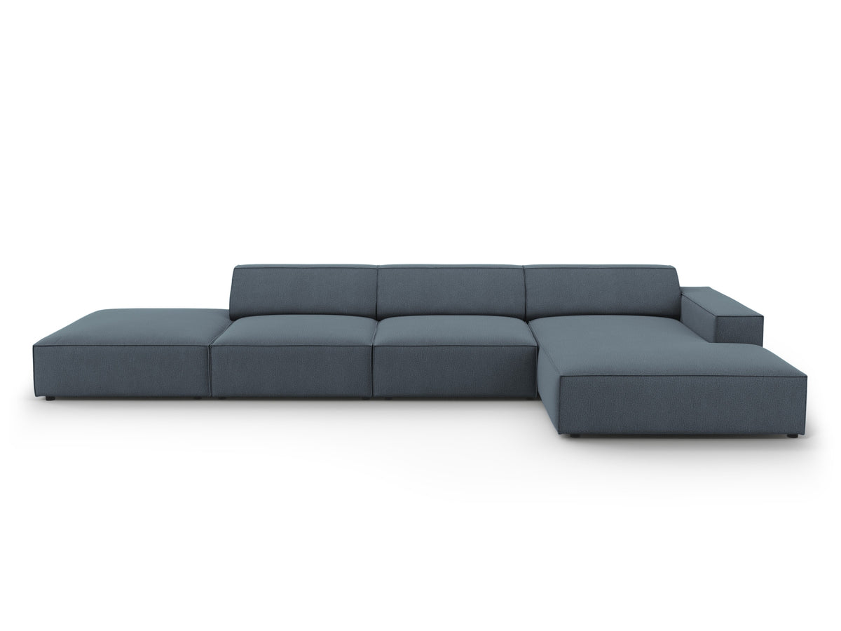 Jodie — Corner Sofa Blue (Megan 361) Black Plastic Right