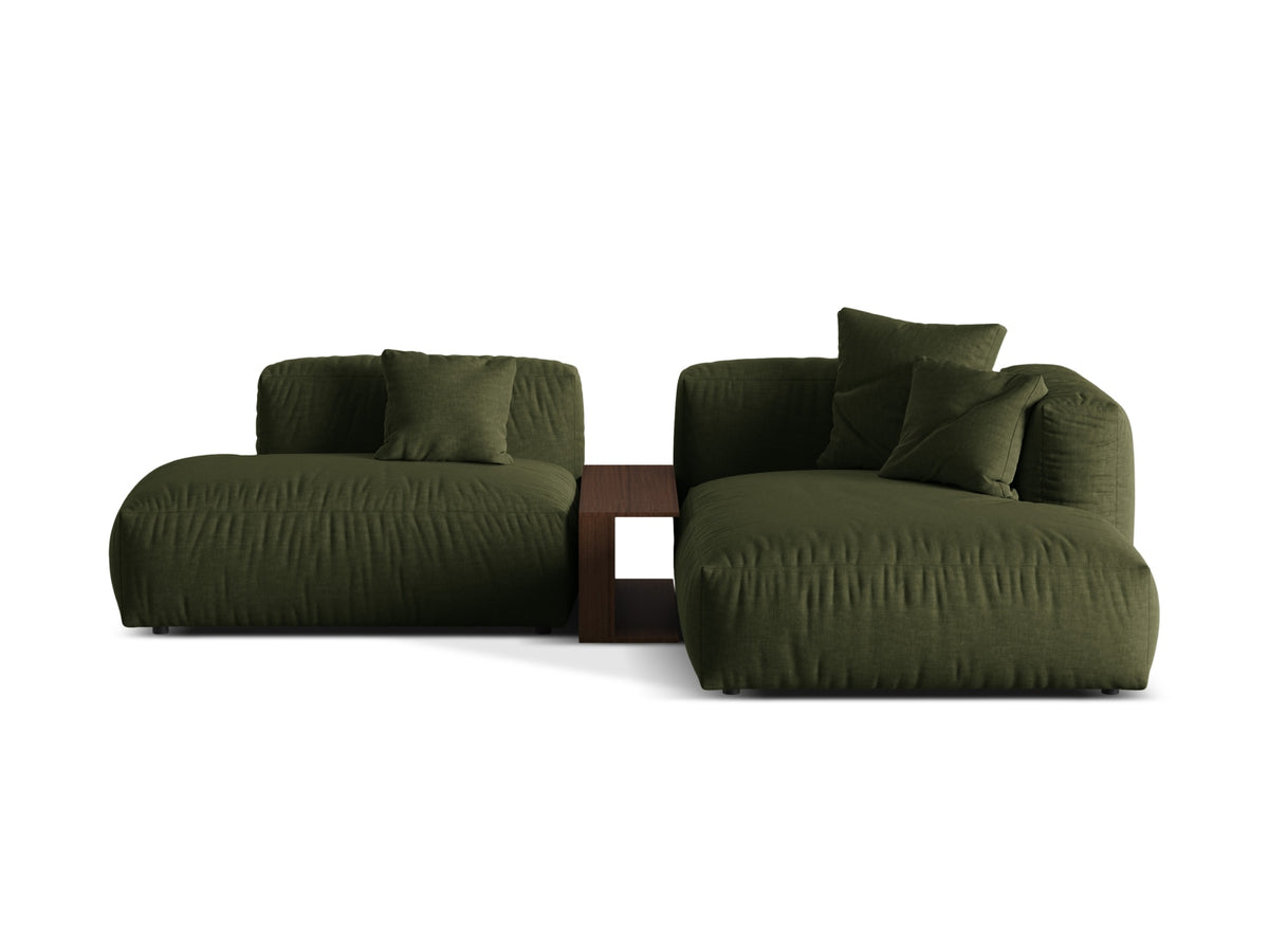 Martina — Corner Sofa Green (Boston Forest) Black Plastic Right