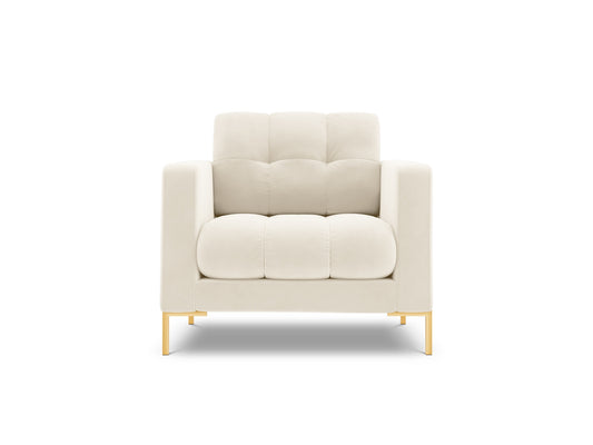 Bali — Armchair Light Beige (Bluvel 22) Gold Metal