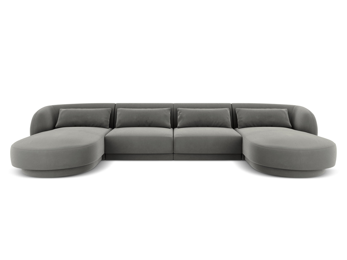Tulum — Panoramic Sofa Light Grey (Bluvel 13) Black Plastic