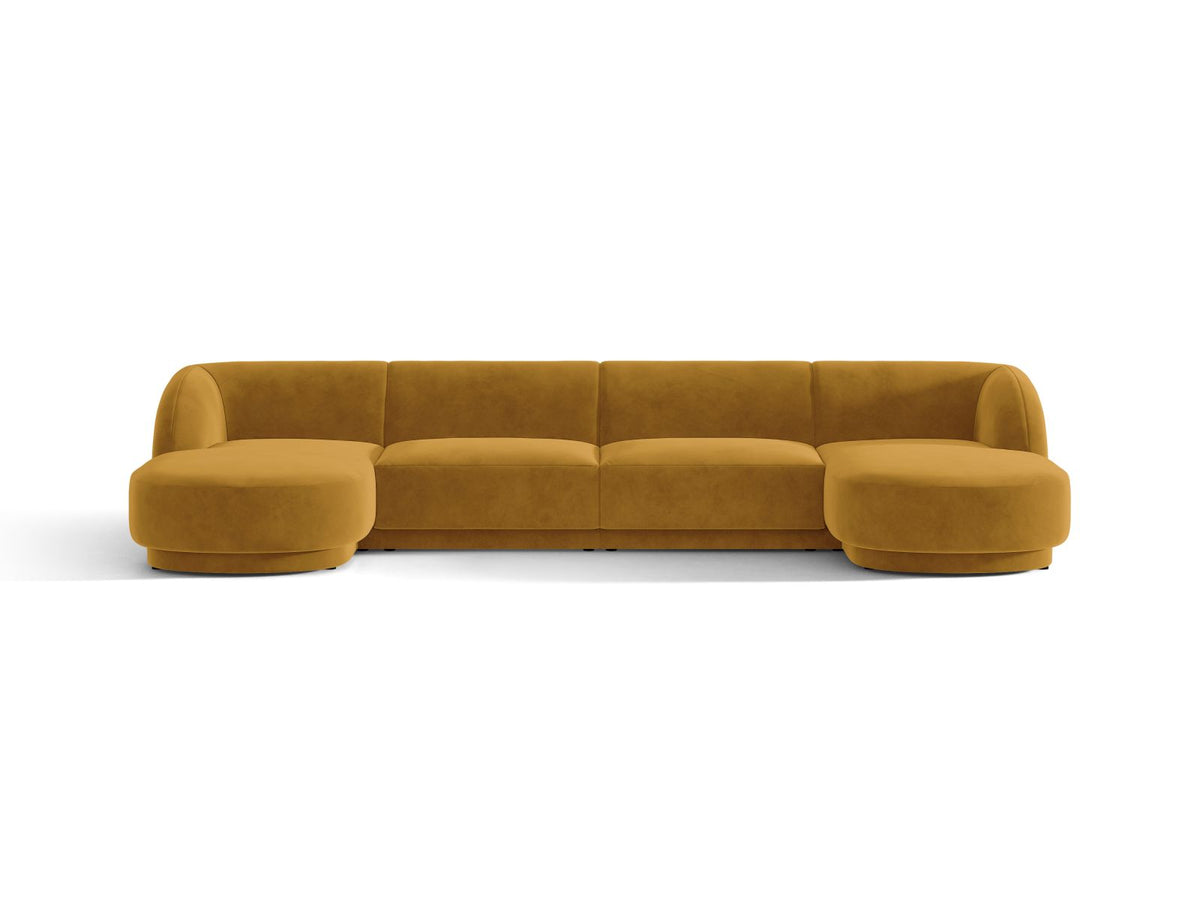 Miley — Panoramic Sofa Yellow (Bluvel 68) Black Plastic