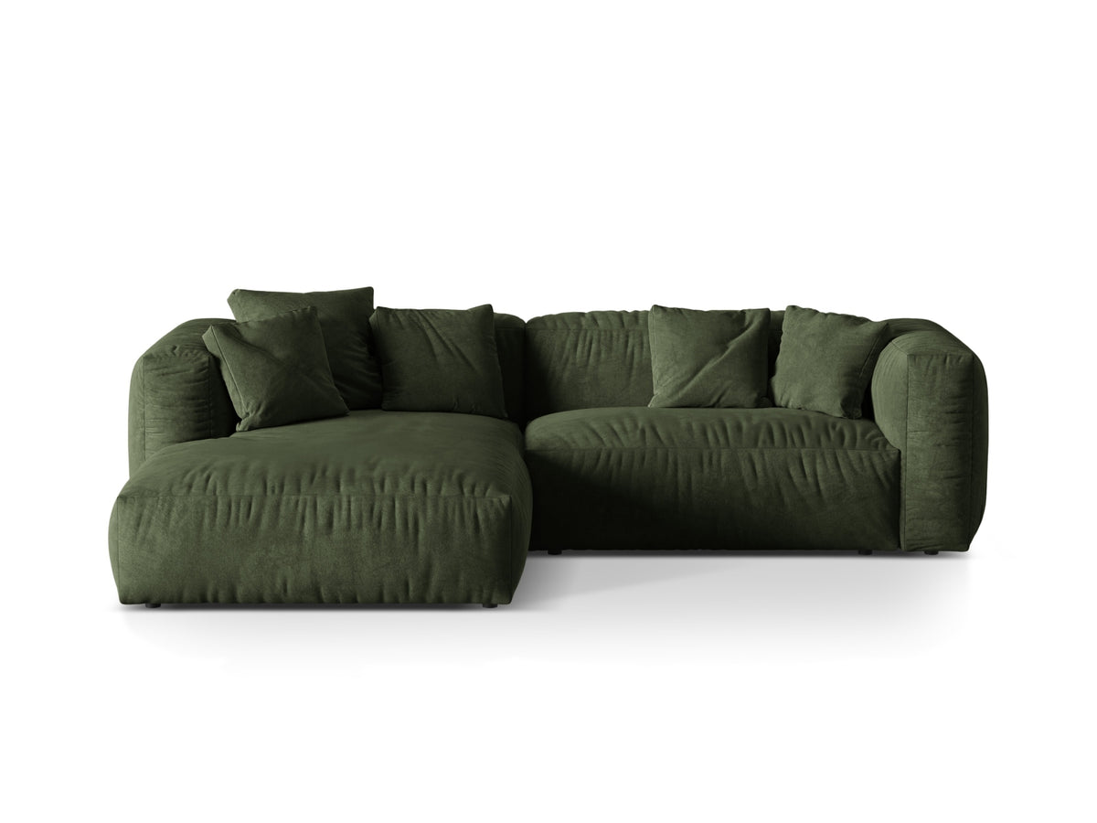 Martina — Corner Sofa Green (Vogue 11) Black Plastic Left