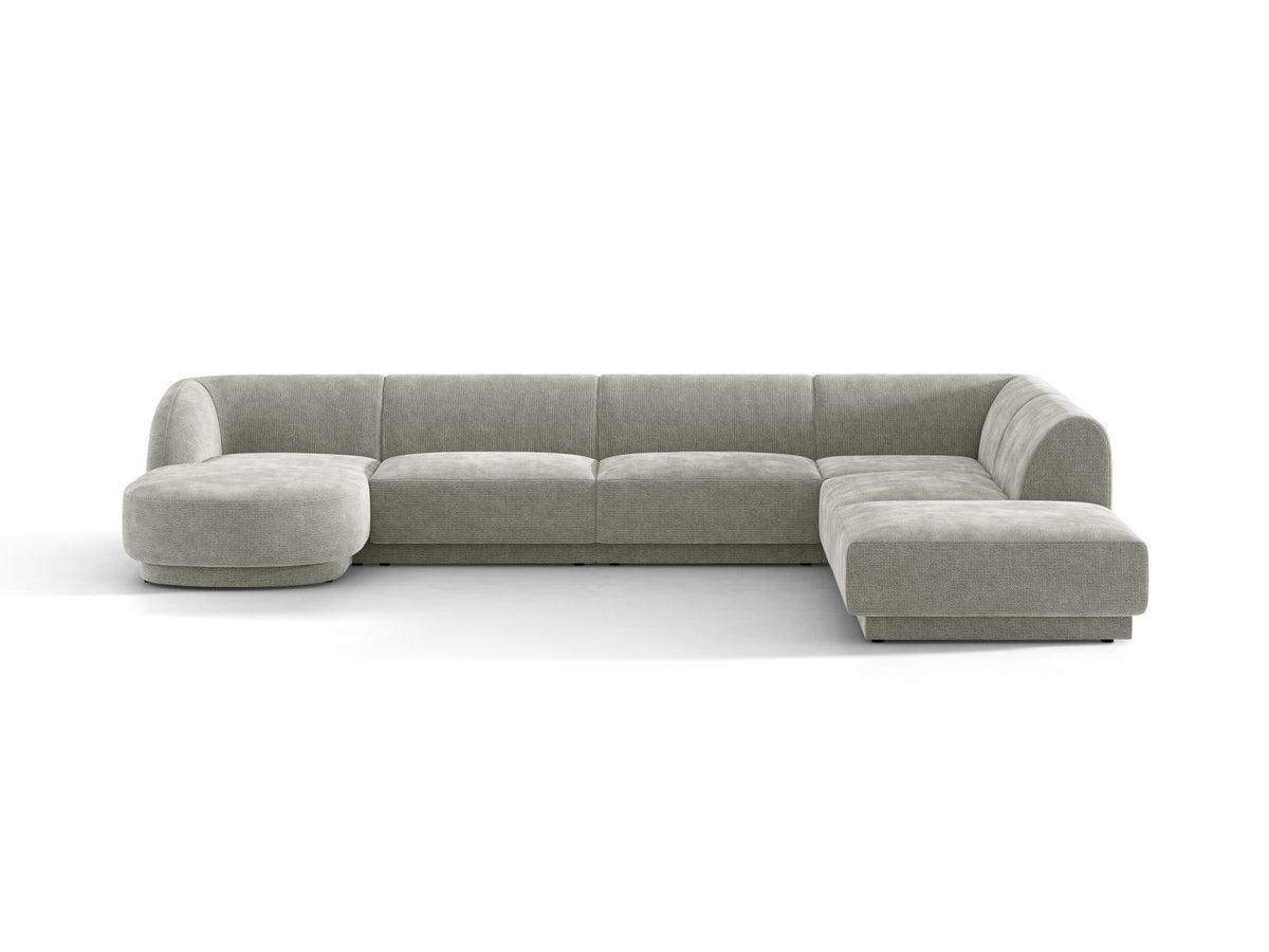 Miley — Panoramic Sofa Light Grey (Haga 06) Black Plastic Right
