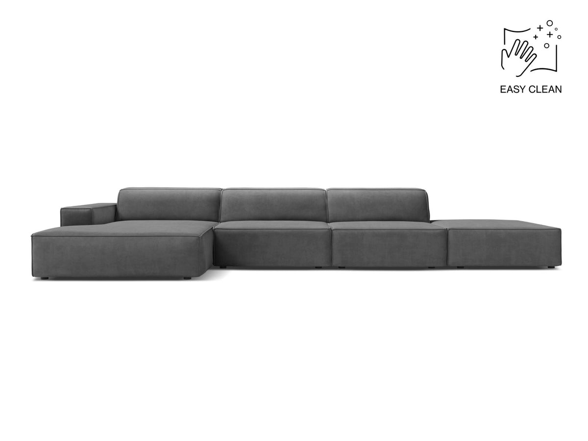 Jodie — Corner Sofa Grey (Venus 2930) Black Plastic Left