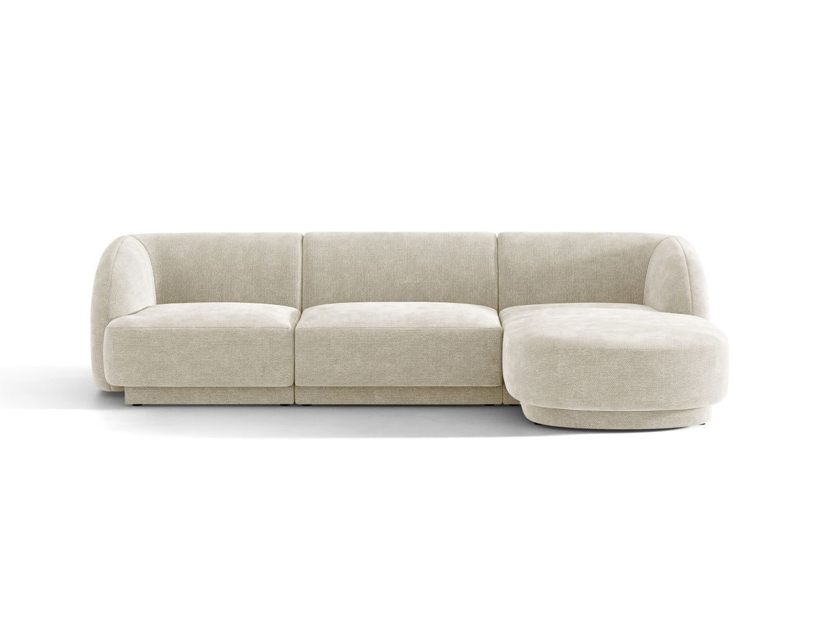 Miley — Corner Sofa Light Beige (Eden 2 Pearl) Black Plastic Right
