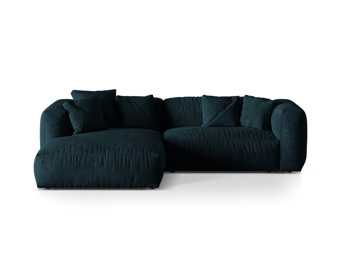 Martina — Corner Sofa Deep Petrol (Vogue 13) Black Plastic Left