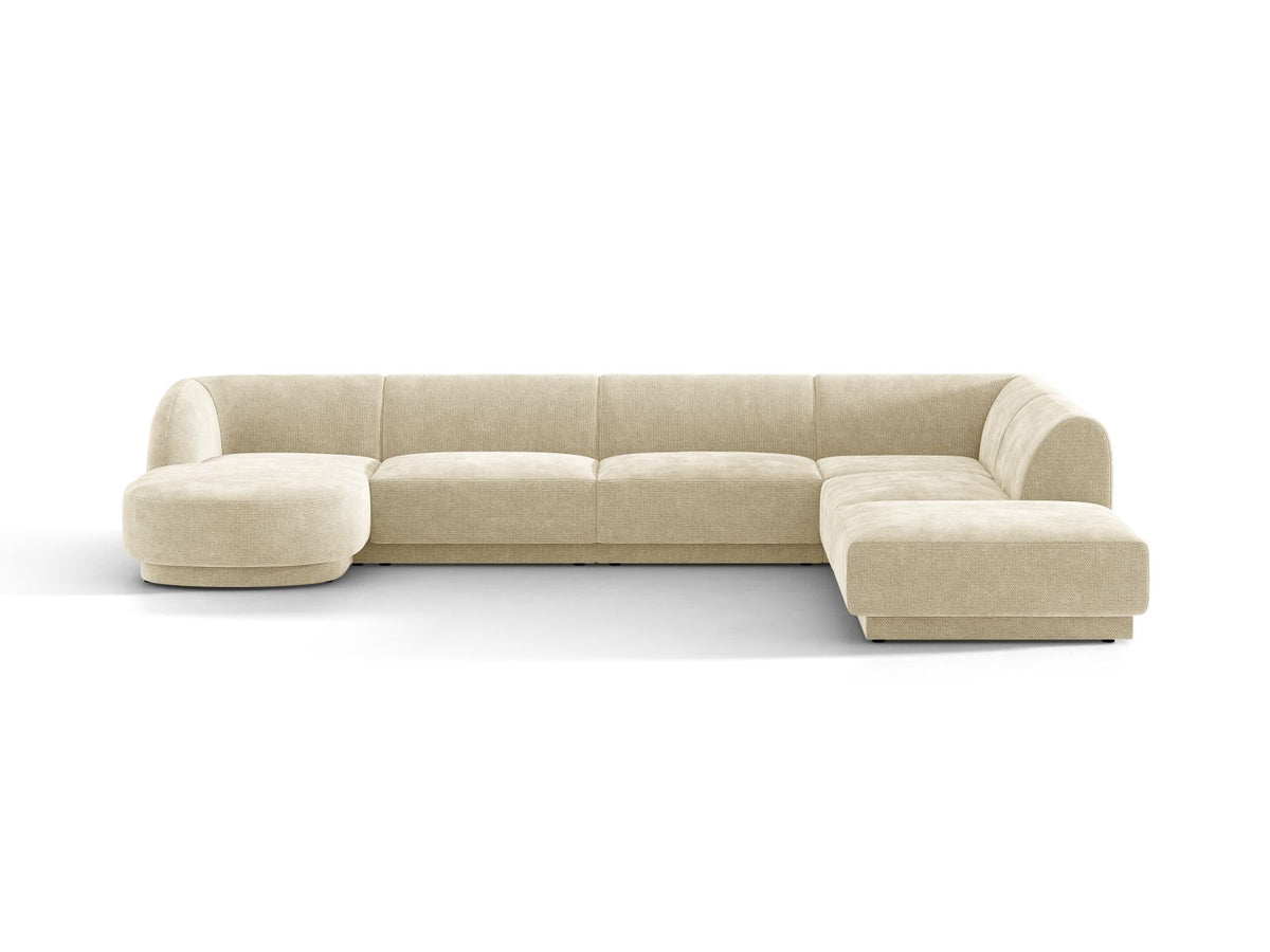 Miley — Panoramic Sofa Light Beige (Haga 23) Black Plastic Right