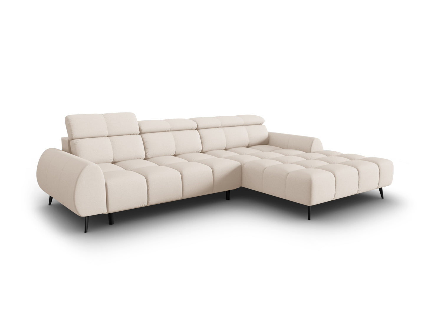 Alyse — Corner Sofa Light Beige (Nea 23) Black Metal Right