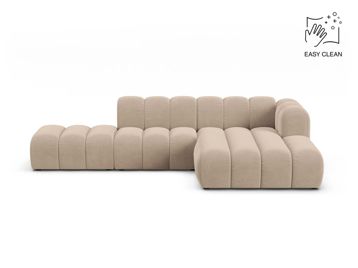 Lupine — Corner Sofa Beige (Venus 2928) Black Plastic Right
