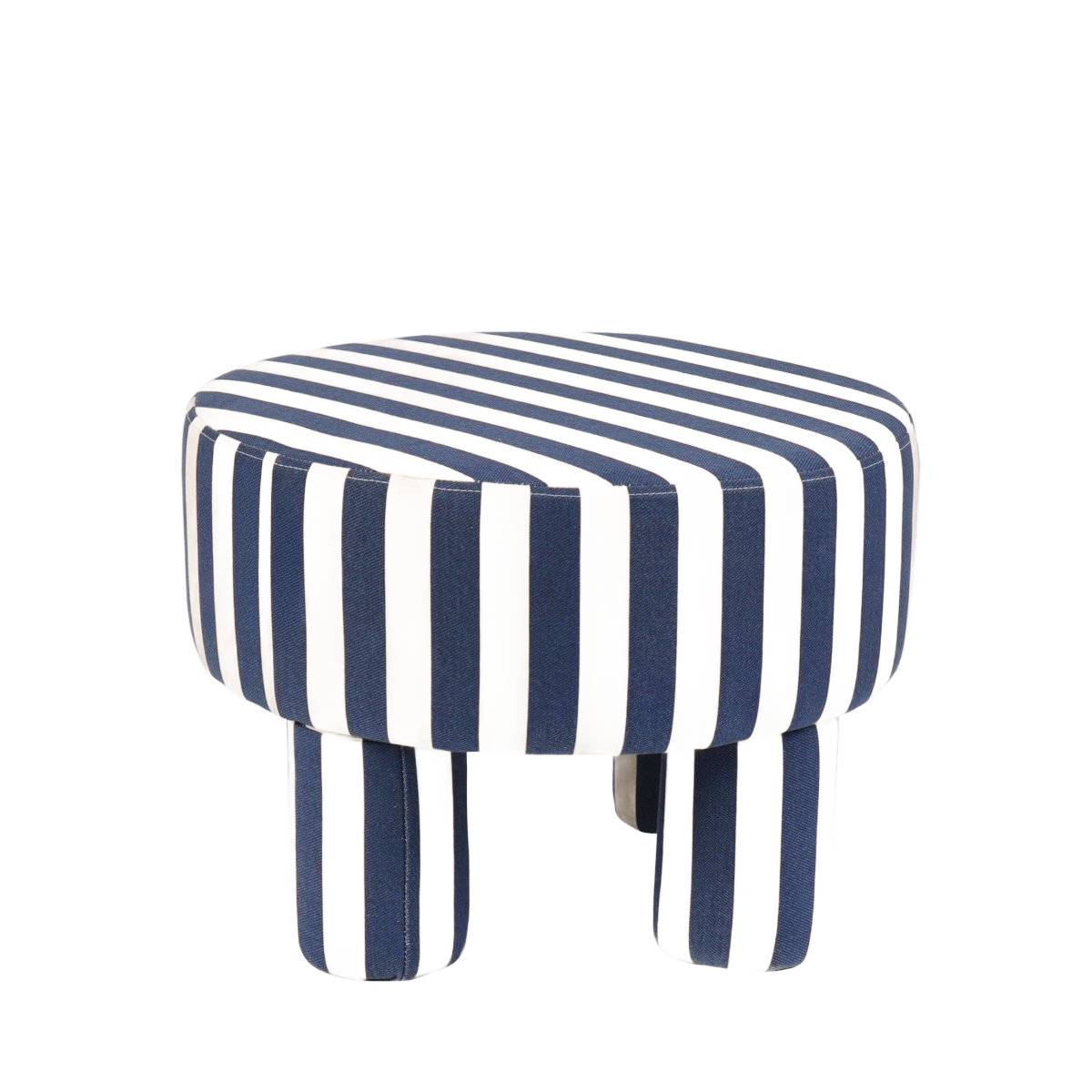 Puff CHIARO Blue White Pouffe 52x33x50 cm