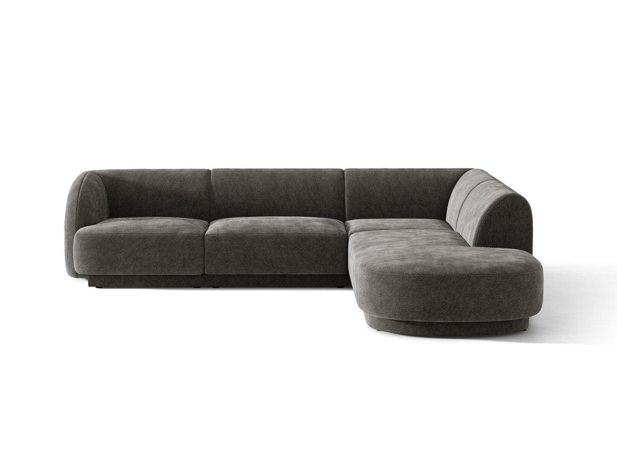 Miley — Corner Sofa Grey (Haga 16) Black Plastic Right