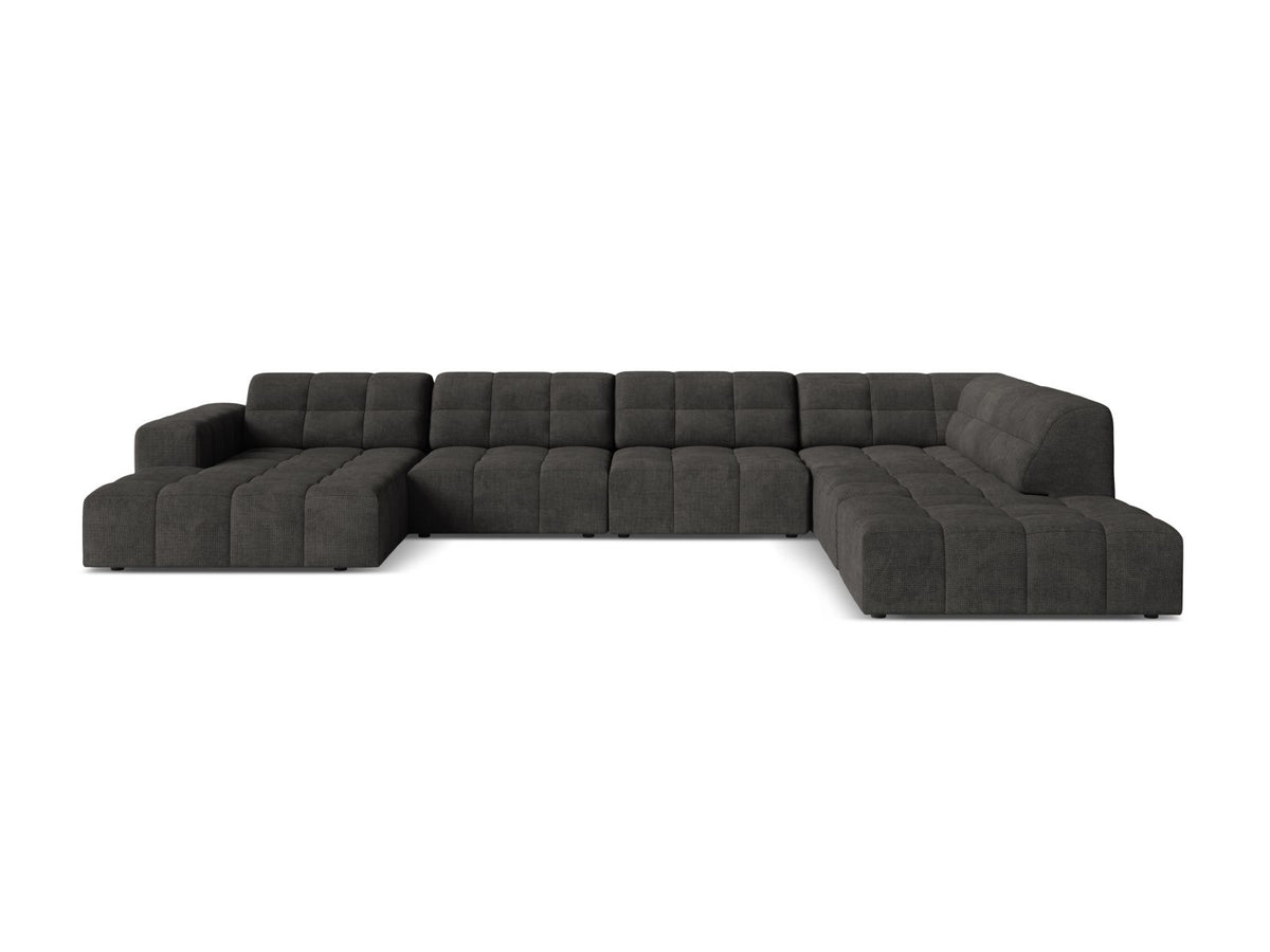 Jennifer — Panoramic Sofa Dark Grey (Eden 20 Graphite) Black Plastic Right