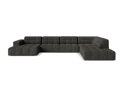 Jennifer — Panoramic Sofa Dark Grey (Eden 20 Graphite) Black Plastic Right