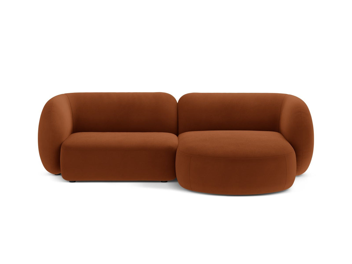 Kate — Corner Sofa Terracotta (Salvador 14) Black Plastic Right