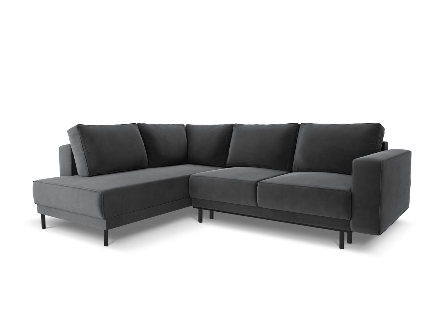 Caro — Corner Sofa Grey (Bluvel 14) Black Beech Wood Left