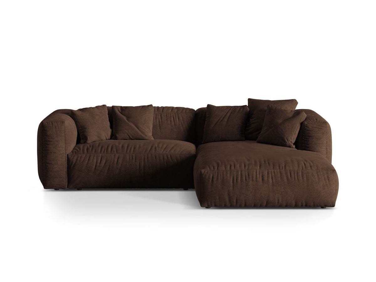 Martina — Corner Sofa Chocolate (Vogue 6) Black Plastic Right