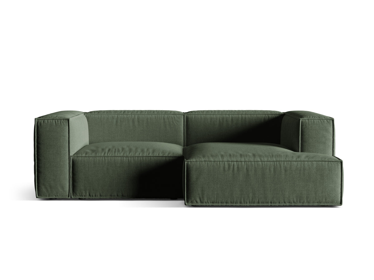 Nuria — Corner Sofa Moss Green (Liberty 12) Black Plastic Right