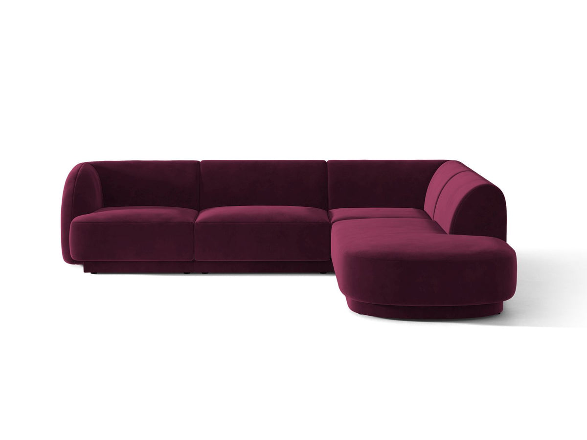 Miley — Corner Sofa Burgundy (Venus 2932) Black Plastic Right