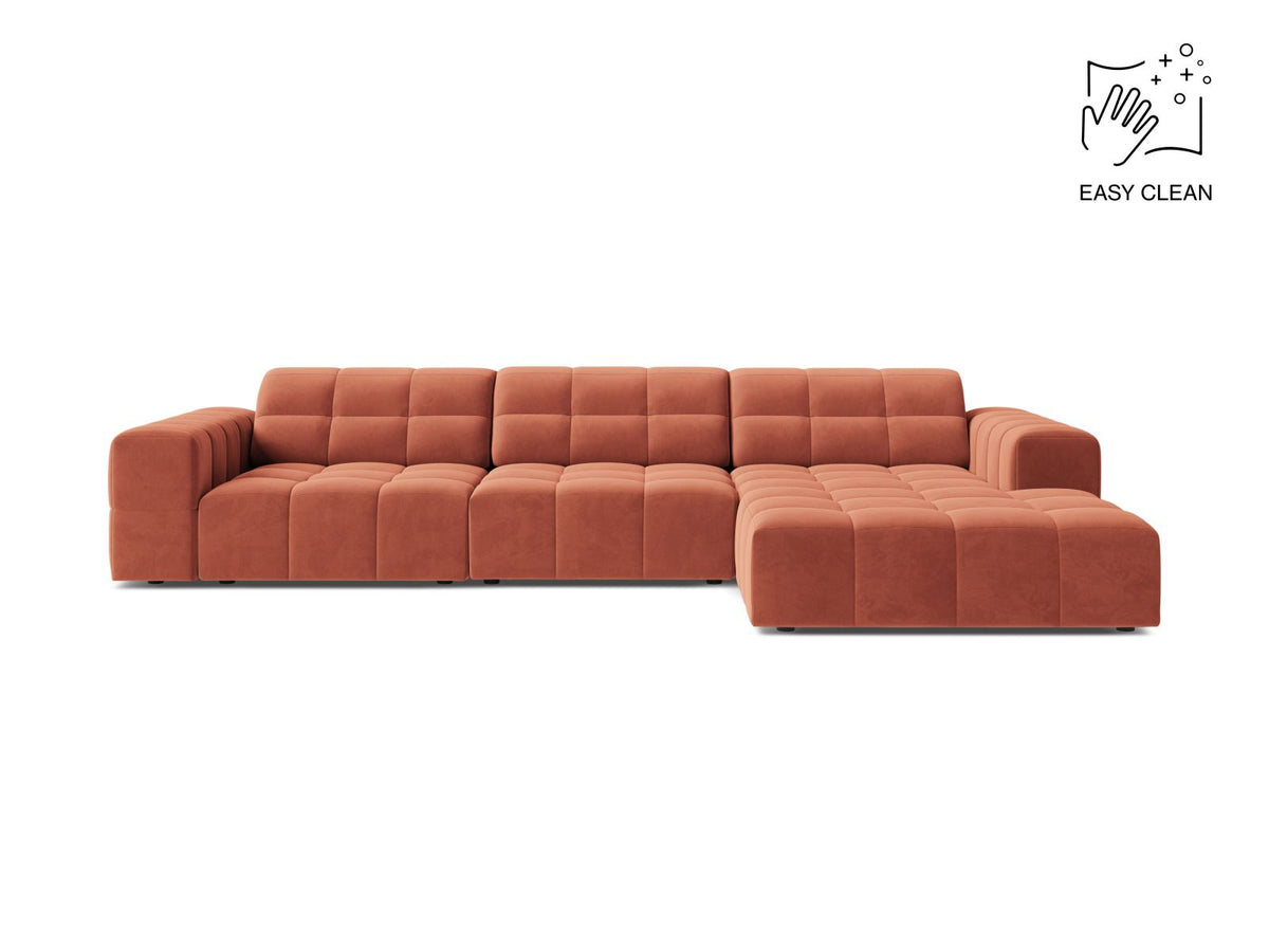 Jennifer — Corner Sofa Coral (Venus 2933) Black Plastic Right