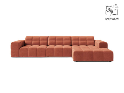 Jennifer — Corner Sofa Coral (Venus 2933) Black Plastic Right