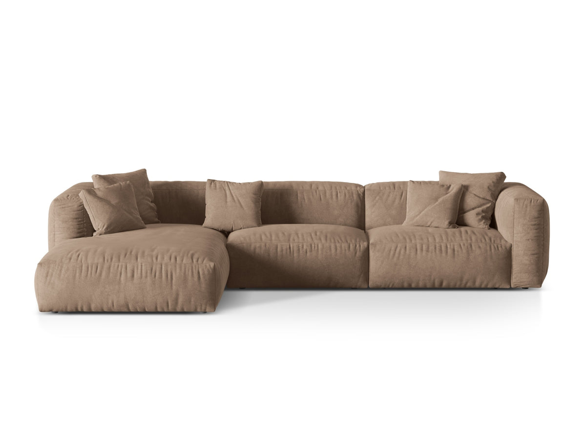 Martina — Corner Sofa Dark Beige (Vogue 3) Black Plastic Left