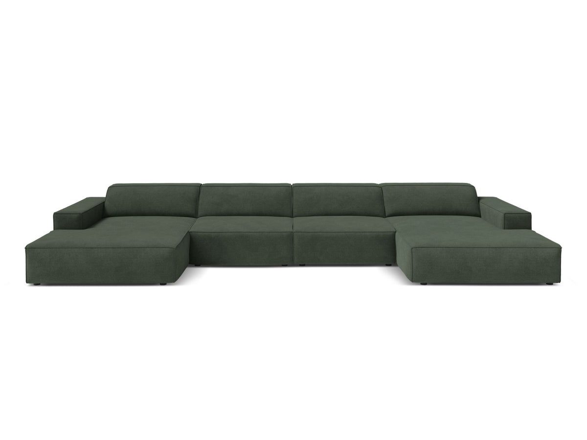 Jodie — Panoramic Sofa Moss Green (Liberty 12) Black Plastic