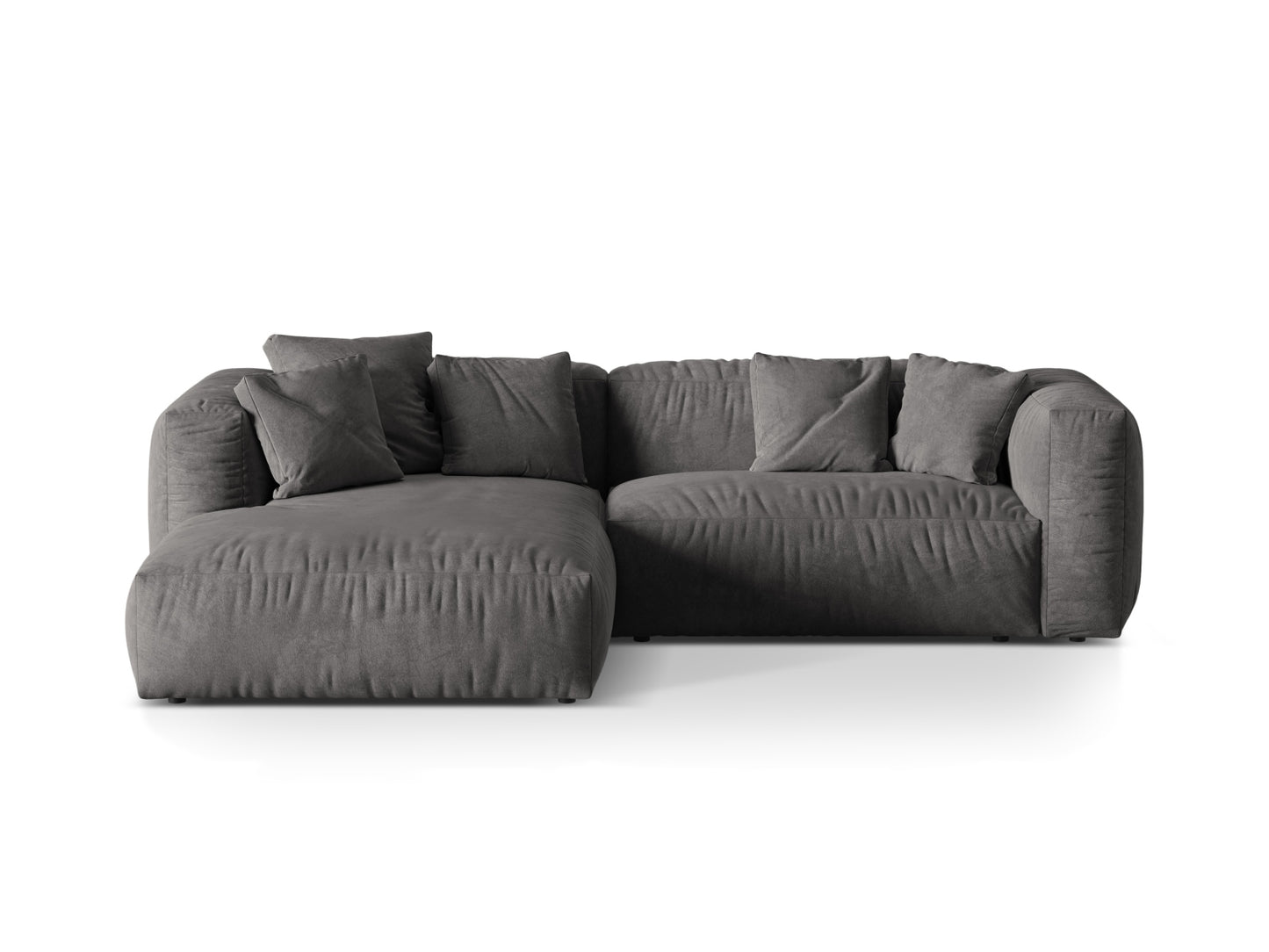 Martina — Corner Sofa Grey (Vogue 15) Black Plastic Left